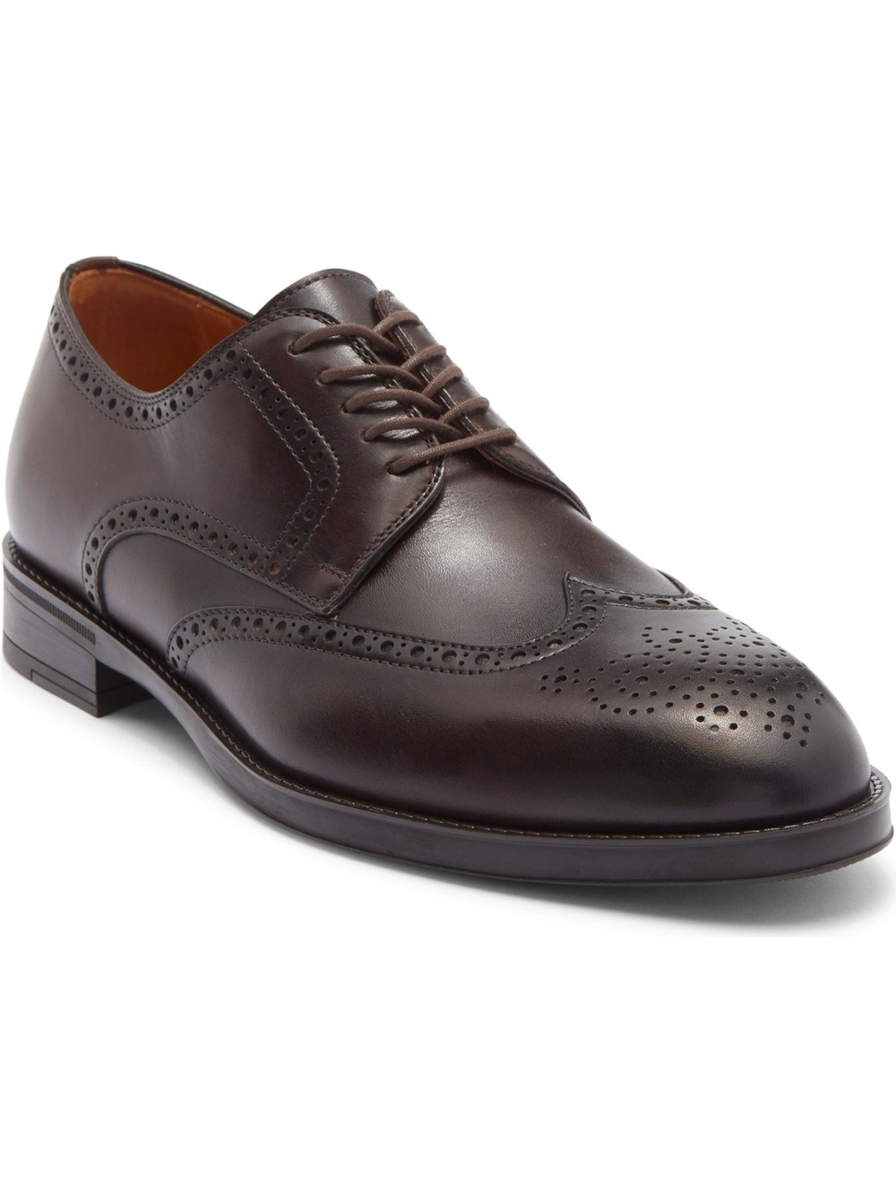 Men’s 11 Salvatore Ferragamo Dark Brown Leather Brogue Eddison Wingtip Derby